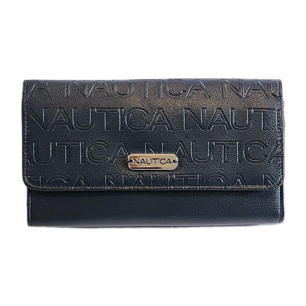 Nautica Bifold RFID Blocking Slim Wallet Clutch Navy Blue